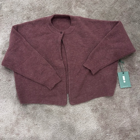 Daily Drills Single Button Ribbed Burgundy Cardigan Sweater in Wine New XS/S - Picture 2 of 9